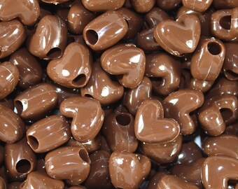 Chocolate Heart Beads, 12mm, Kid Crafts, DIY, Brown Heart, Brown, Heart, Gift For