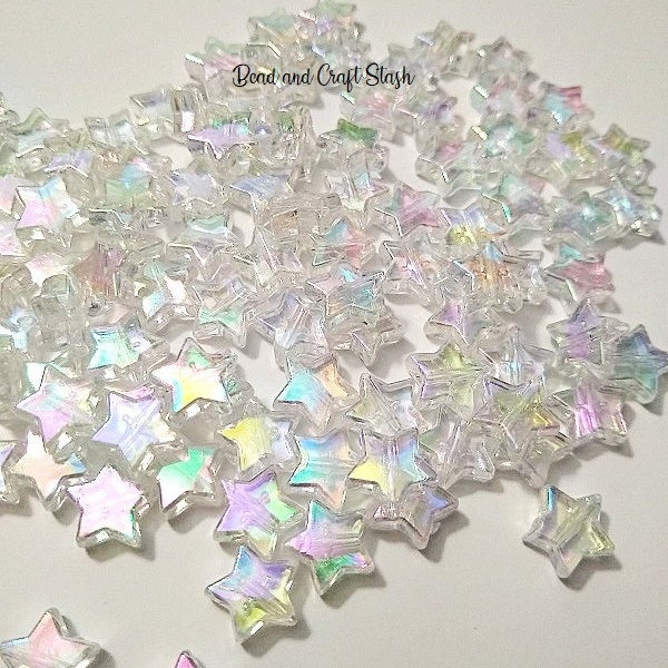 Iridescent Star Beads. Beads, Kid Crafts, Clear, AB Beads