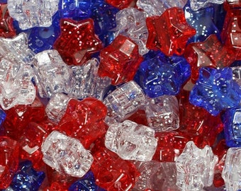 Patriotic Glitter Star Beads, Pony Beads, Beads, Patriotic, Kid Crafts, DIY, Hair Beads