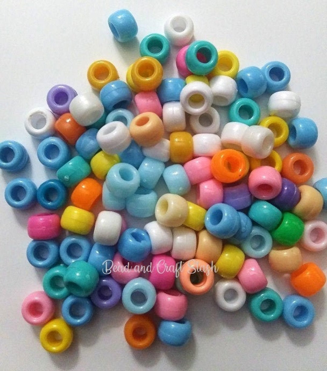 Circus Opaque Mix Plastic Pony Beads 6 x 9mm, 500 beads