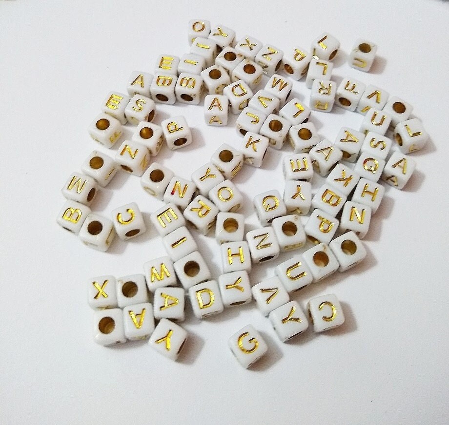 Letter Beads YOU CHOOSE 6mm White Glass Beads Letters Numbers Hearts 12  Pieces 