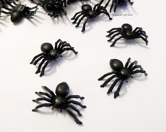 Fake Spiders, Halloween, Black Spiders, Miniatures, Fairy Garden, Spider