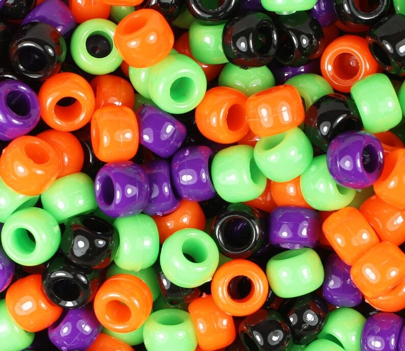 9x6mm Pony Beads 500pc. Halloween Mix Made In The USA Crafts - Foto 7