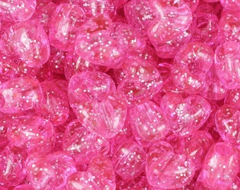 Pink Heart Glitter Beads, DIY, Kid Crafts, Pink, Heart, Beads, Glitter, Sparkle, Gifts For, Valentines