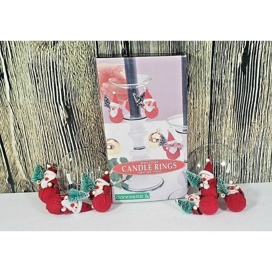 VTG Glass Christmas Taper Candle Rings Wax Catchers Hanging Etsy