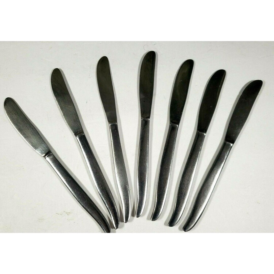 Vintage Linmark Japan Stainless Steel Knives Flatware Set of 7 Etsy
