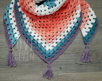 PDF CROCHET PATTERN Basic Triangular Granny Shawl or Scarf