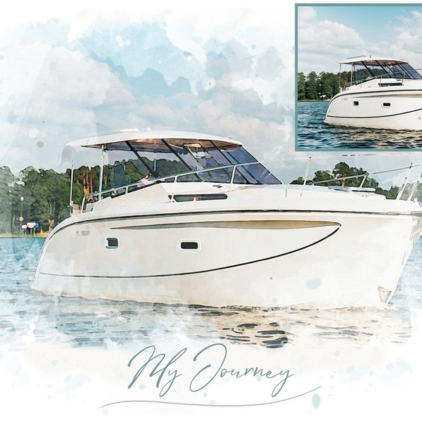 Custom MADE FOR YOU- Custom watercolor yacht portrait, Boat painting from photo, Housewarming gift, Ship illustration, Gift for him