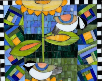 Whimsical Chickadee |  Ready to Purchase | Stepping Stone | Garden Art | Garden Mosaic |