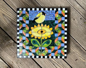 Whimsical Goldfinch | Made to Order | Stepping Stone | Garden Art |