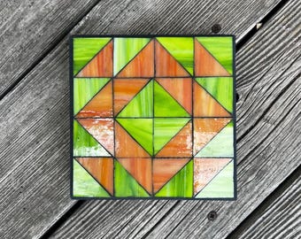 Garden Quilt Block | Mini Stepping Stone | Mosaic Art | Modern Mosaic