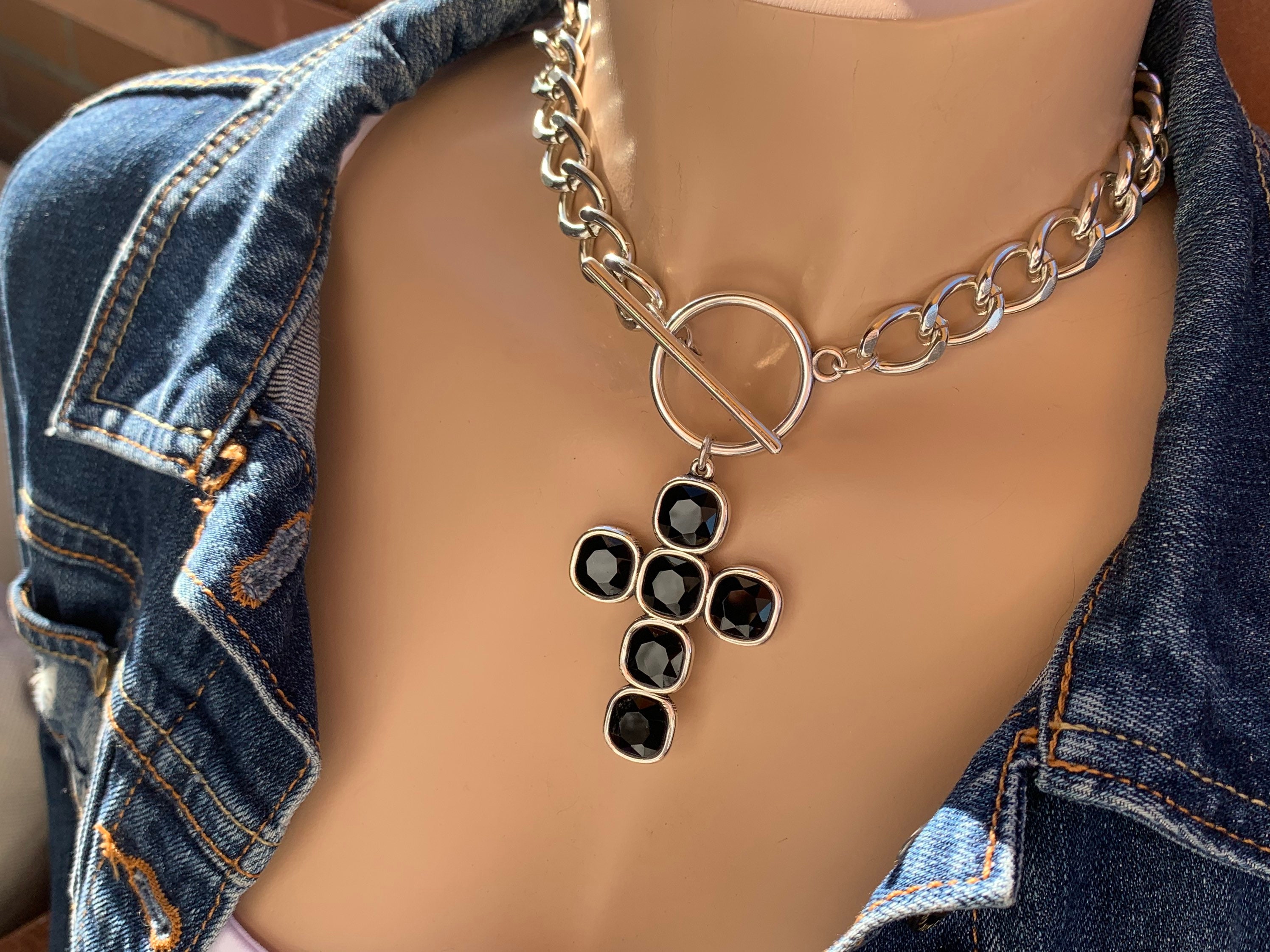 Swarovski chunky cross necklace deals