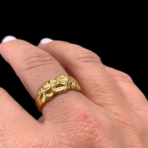 Hammered gold ring, bold gold ring, women gold ring, stackable gold ring, chunky golden ring, gold plated ring, bohemian gold ring,