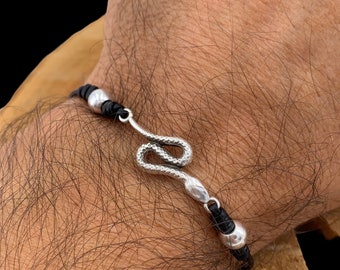 Snake bracelet for men, men kangaroo leather bracelet, kangaroo leather bracelet, unisex kangaroo leather bracelet, uno de 50 style bracelet