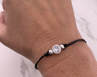 Bracelet tissé, bracelet minimaliste, bracelet cristal Swarovski, bracelet charm, bracelet cordon, bracelet fil, bracelet amitié,