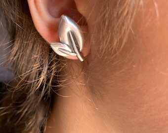 Boho Silver earrings, chunky silver earrings, leaf earrings, statement earrings,