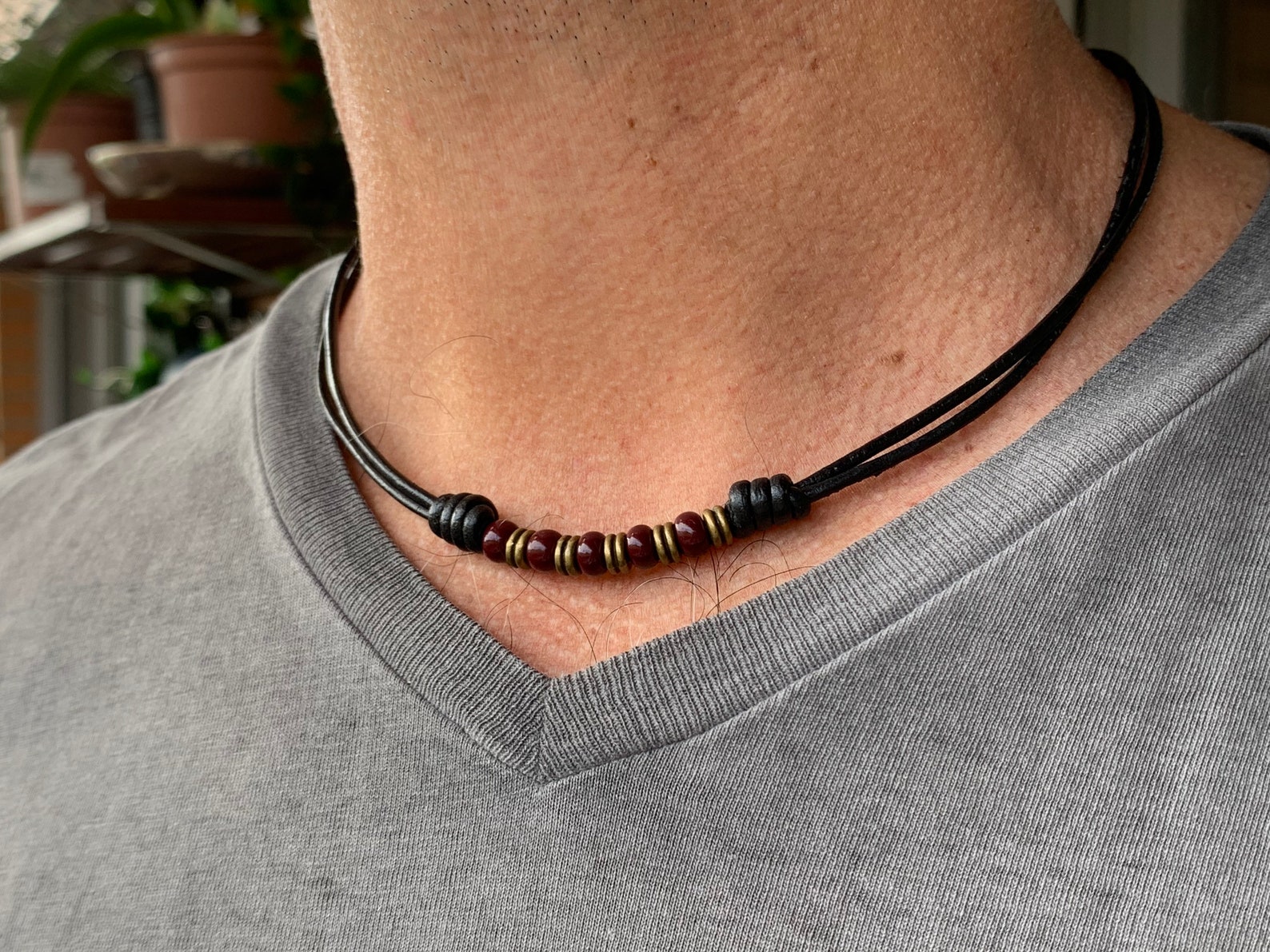 Surf Necklace Surfers Necklace Leather Necklace for Men Men Etsy UK