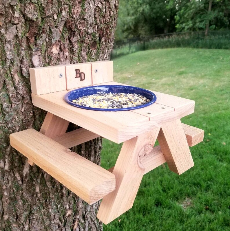 Picnic Table Squirrel and Bird Feeder Cedar Rot Resistant Etsy