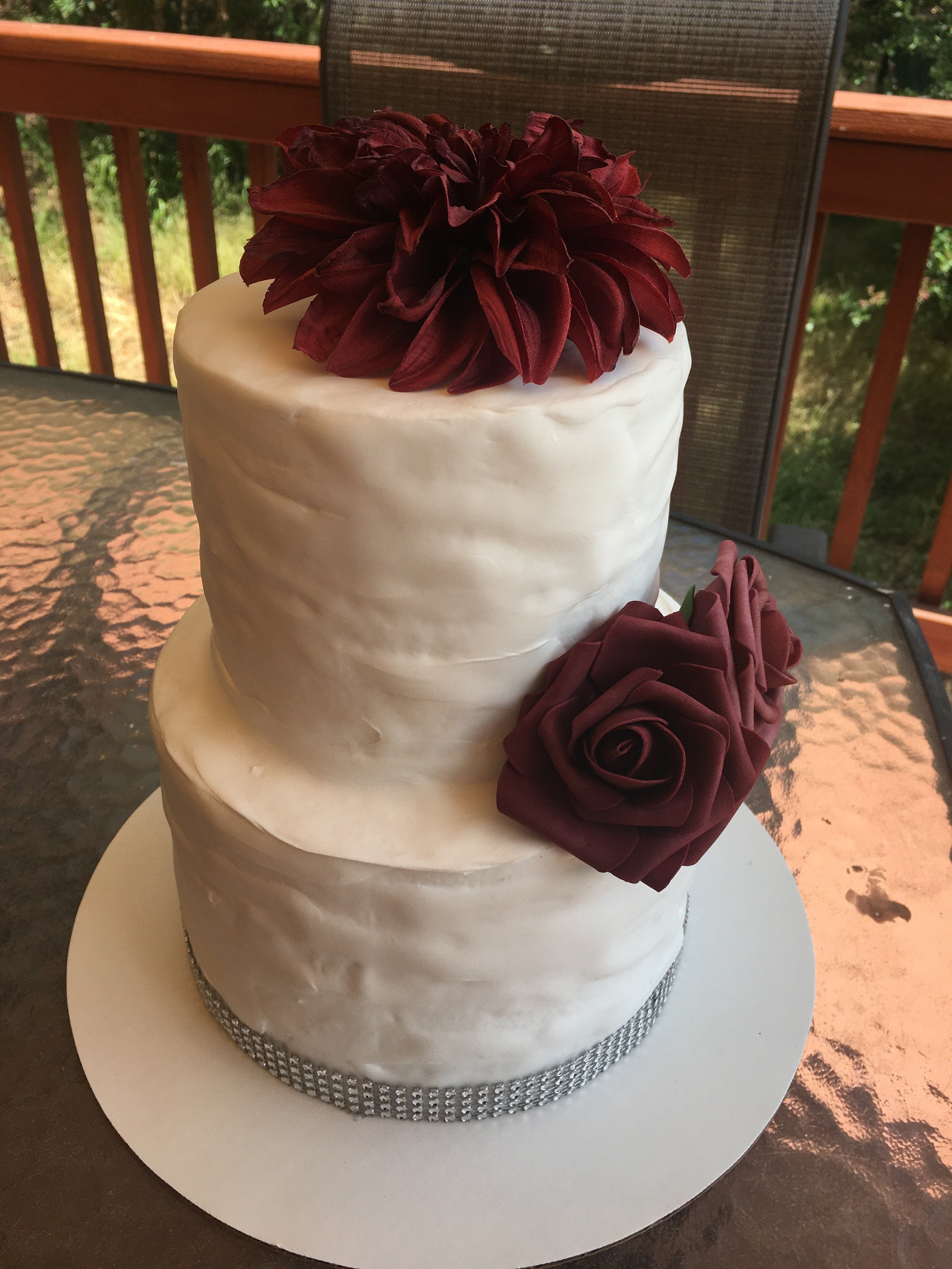 Floral 3 Tier Stacked Wedding Fake Cake With Lace 20 Inch. - Etsy