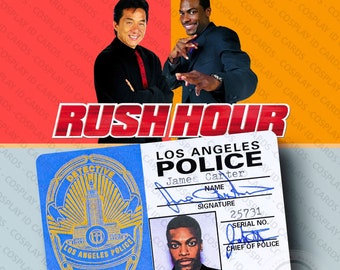 RUSH HOUR | Detective James Carter Los Angeles Police Badge | Chris Tucker | Screen Accurate Movie Prop | Cosplay ID Card