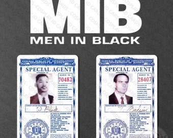 Men in Black FBI Badge Screen Accurate, MIB ID Card, Will Smith, J, Jay, Tommy Lee Jones, K, Kay