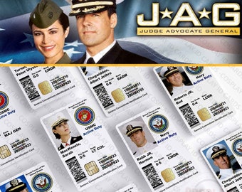 JAG TV Show | Cmdr. Harmon Rabb & Lt. Col. Sarah MacKenzie Military ID Cards | David James Elliott | Catherine Bell | Cosplay Prop Badges