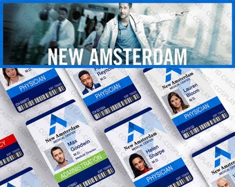 New Amsterdam Hospital ID Badge, Season 1 Screen Accurate, Max Goodwin, Ryan Eggold, Helen Sharpe, Lauren Bloom, Floyd Reynolds, Iggy Frome