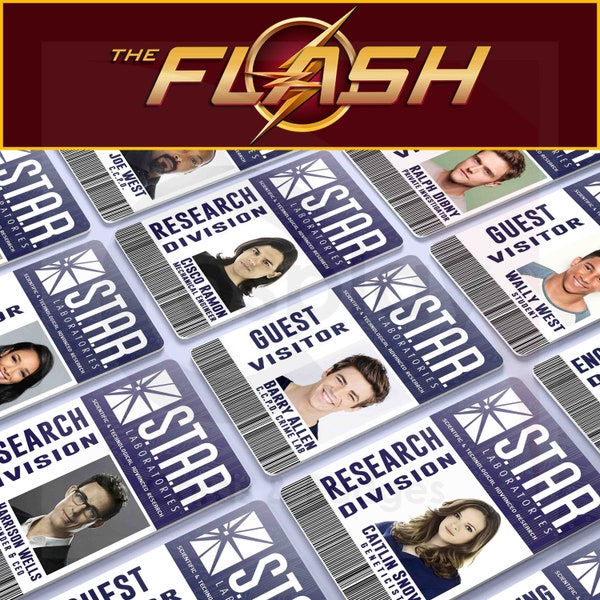 The Flash TV Show | STAR Labs ID Access Badge | Barry Allen | Cisco Ramon | Harrison Wells | Caitlin Snow | Ronnie Raymond | Arrowverse