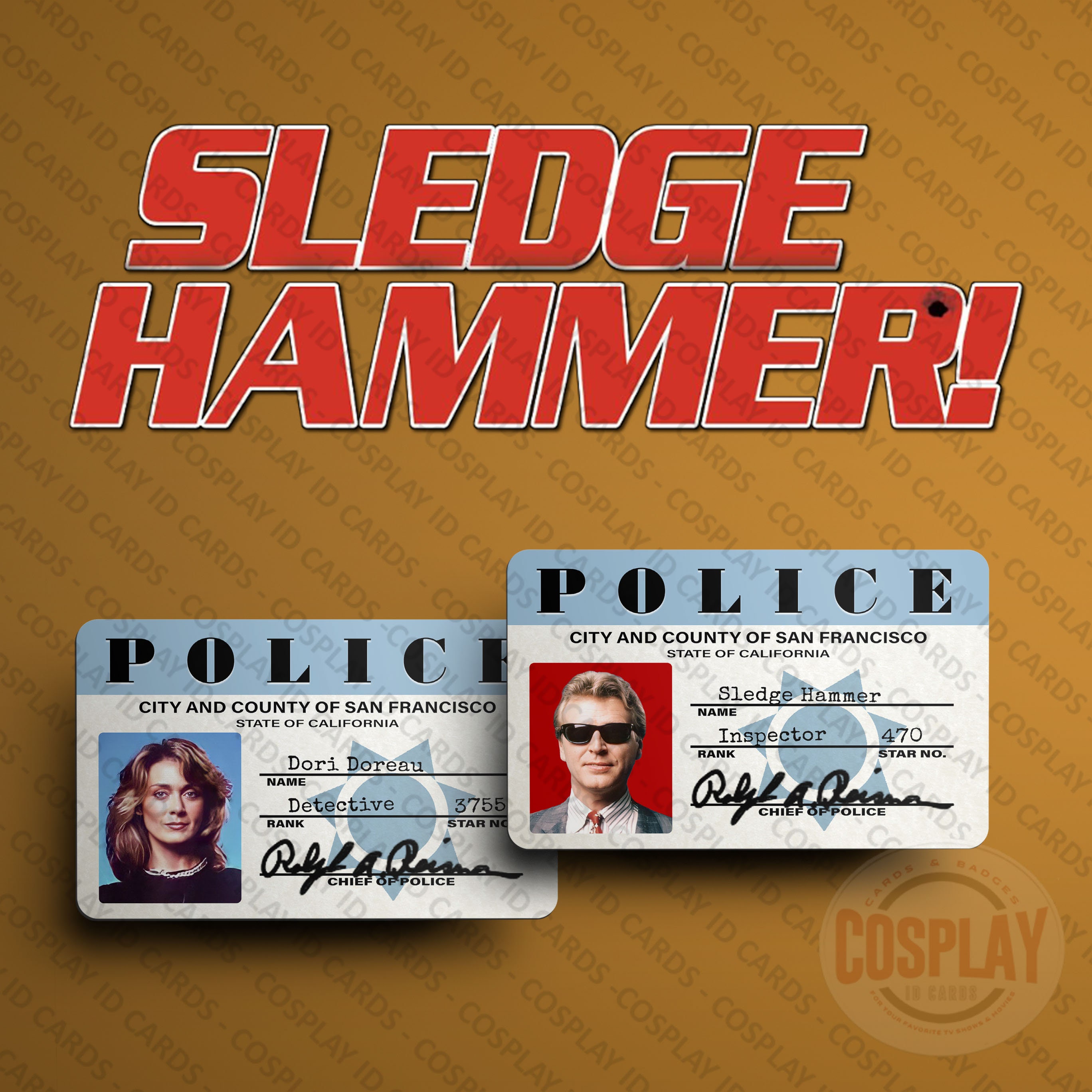 Sledge Hammer TV Show Novelty Police ID Cards Sledge Hammer Etsy