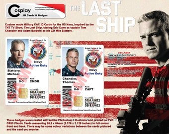 The Last Ship T Show Novelty Military CAC ID Card | Tom Chandler | Mike Slattery | Eric Dane | Adam Baldwin | USS Nathan James