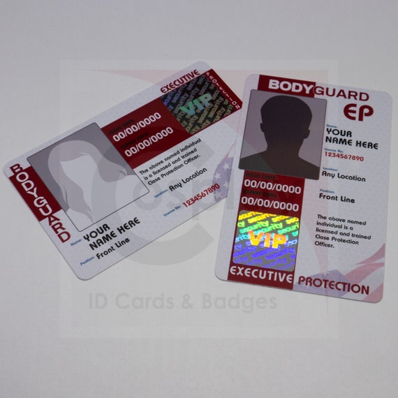 Bodyguard ID Card with Hologram Novelty Close Protection Officer ID Card