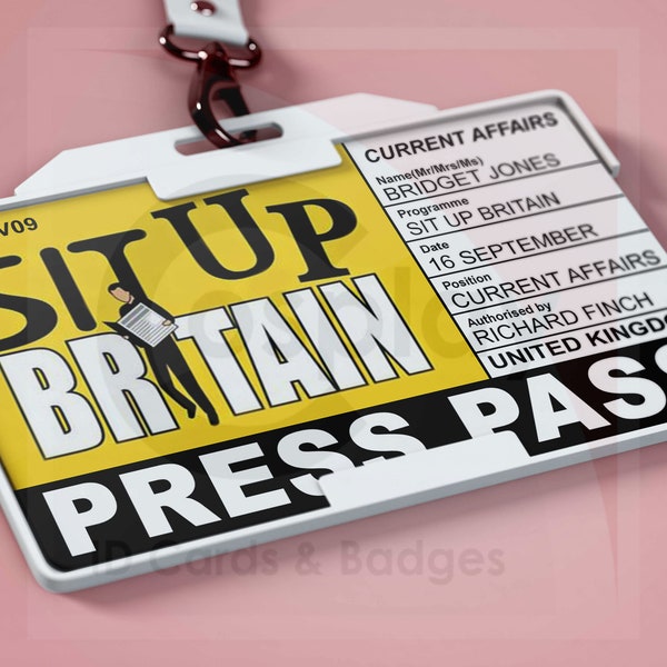 Bridget Jones Press Pass for Sit Up Britain | Bridget Jones's Diary | Renée Zellweger | Reporter ID Badge