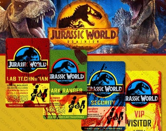 Jurassic World Bloody ID Badge | Park Ranger Badge | Security Badge | VIP Visitor Badge | Lab Technician | Jurassic Park