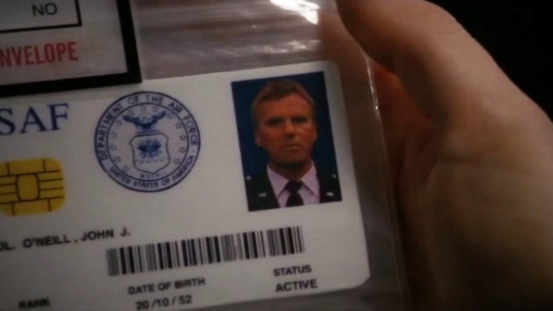 Stargate SG1 TV Show Colonel Jack O'Neill USAF ID Card Richard Dean Anderson Screen Accurate image 2