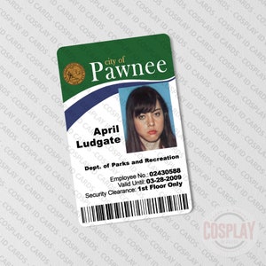 Parks and Recreation Pawnee ID Badge, Leslie Knope, Ron Swanson, Andy ...
