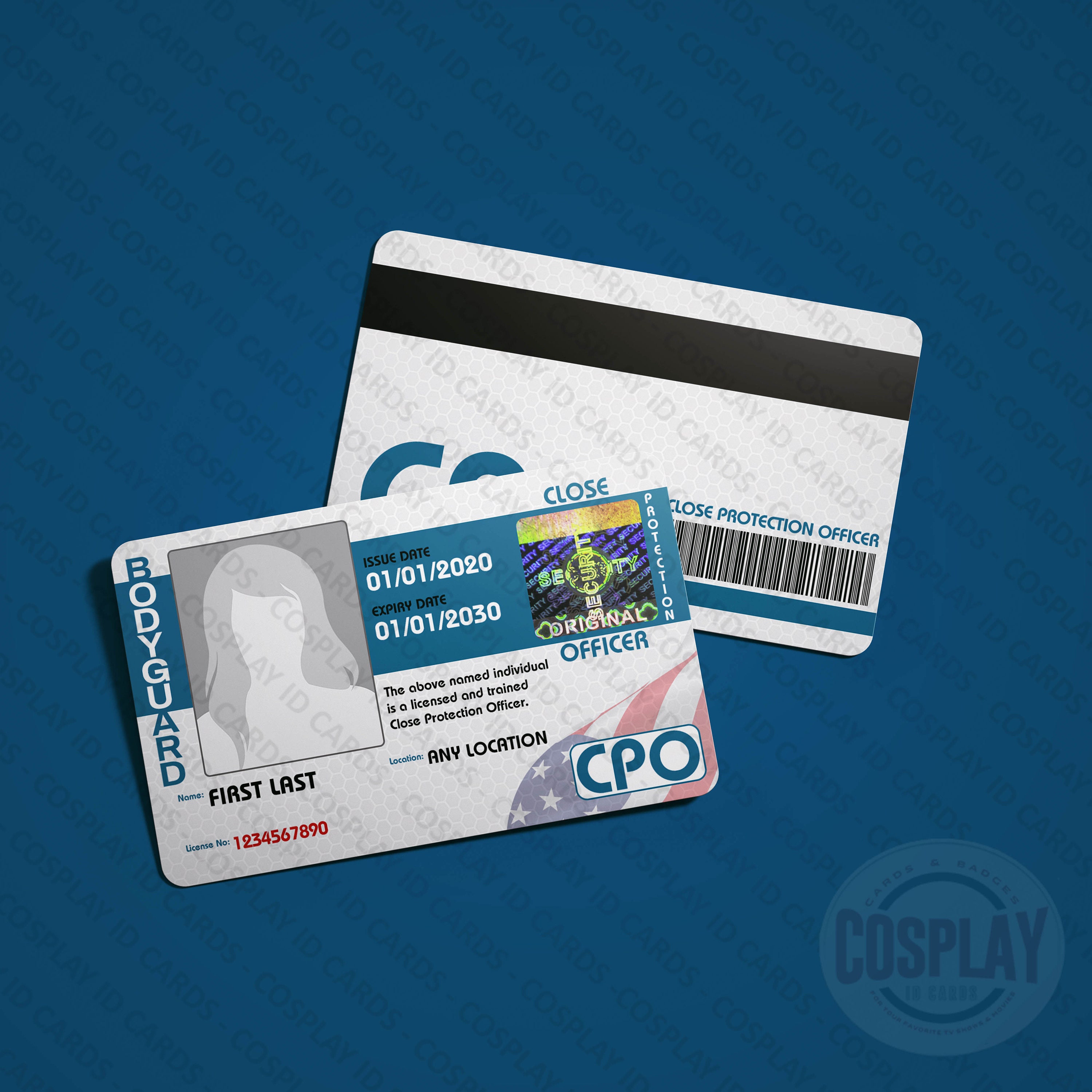 Personal Bodyguard ID Card With Real Hologram Close - Etsy Canada