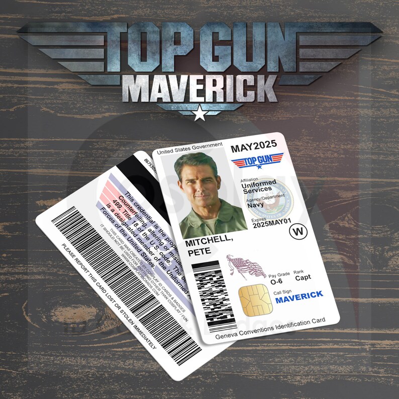 Top Gun Maverick Novelty CAC ID Badge Maverick Pete Etsy