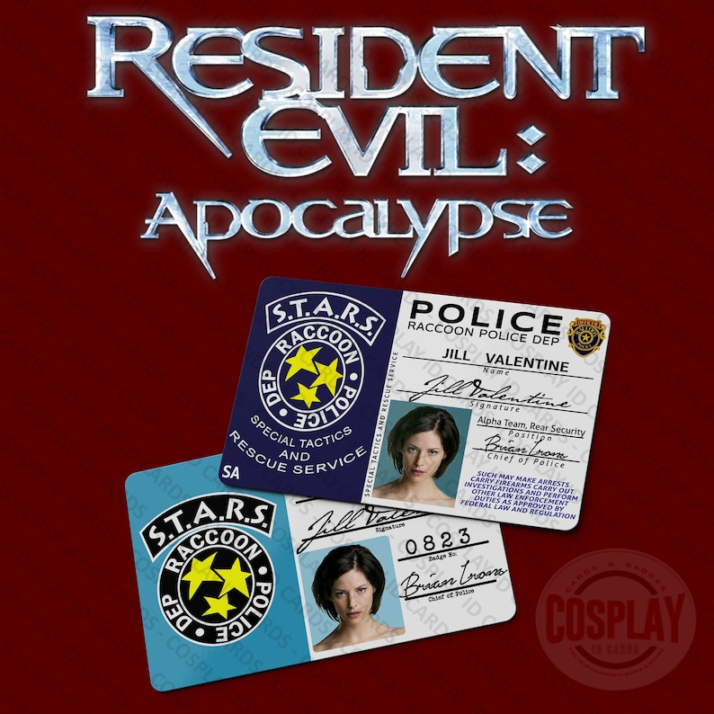 RESIDENT EVIL 2: Apocalypse ID Card Sienna Guillory Jill Valentine Raccoon City Police S.T.A.R.S
