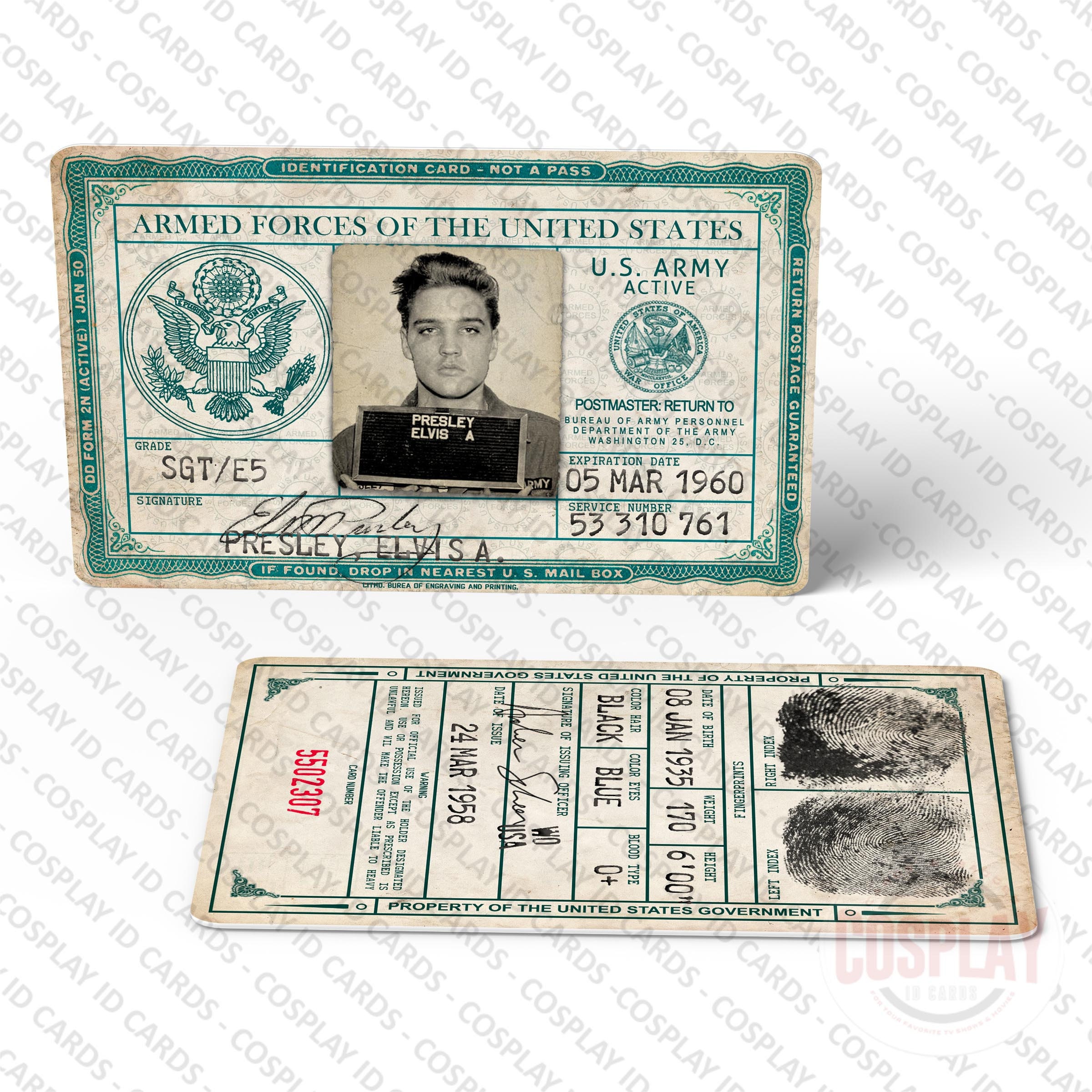 US ARMY Sergeant Elvis Presley Novelty Military ID Card the Etsy