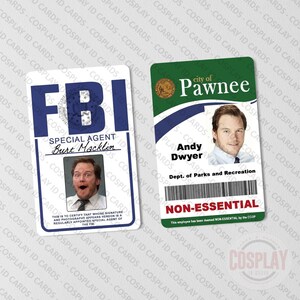 Parks and Recreation Pawnee ID Badge, Leslie Knope, Ron Swanson, Andy ...
