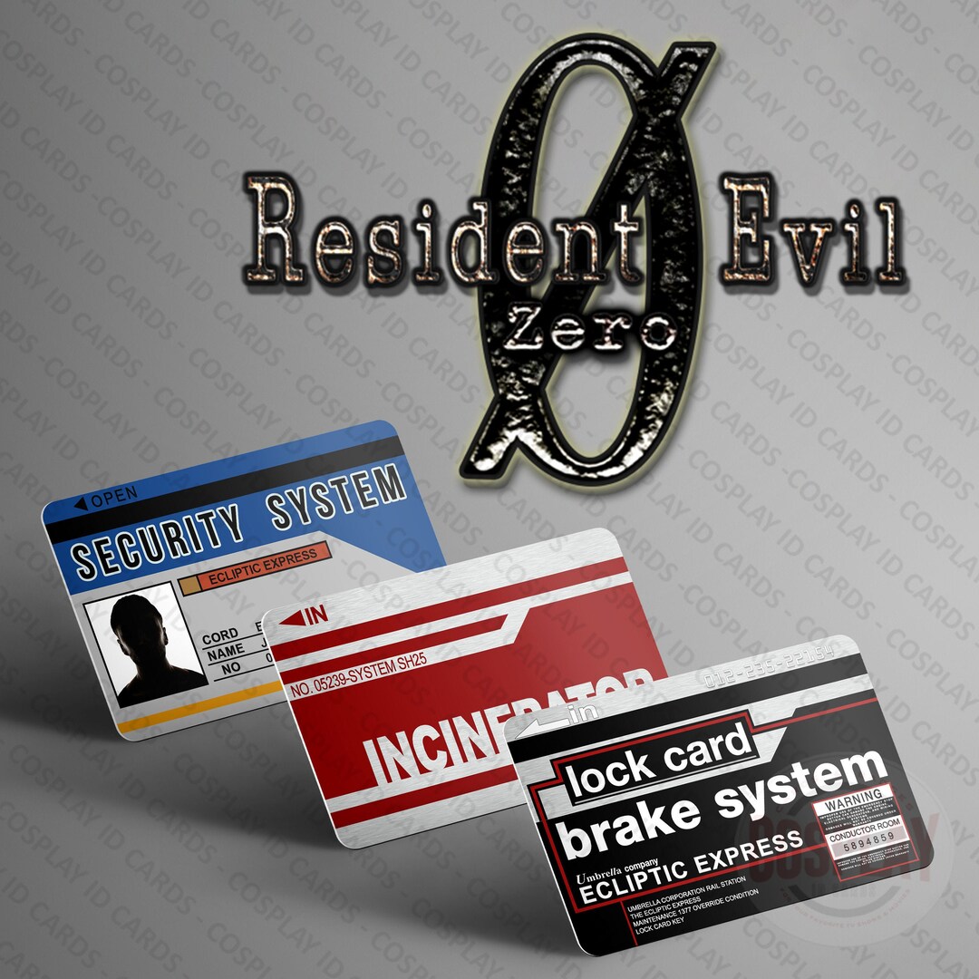 RESIDENT EVIL Zero Keycard Set Brake System Keycard Incinerator Card