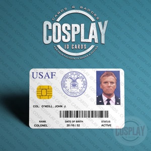 Stargate SG1 TV Show Colonel Jack O'Neill USAF ID Card Richard Dean Anderson Screen Accurate image 1