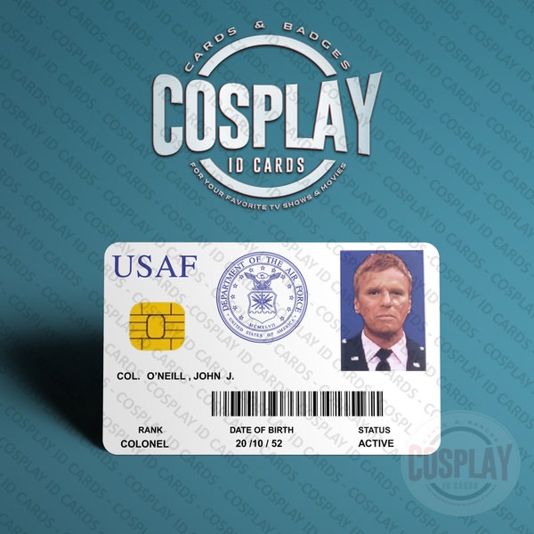 Stargate SG1 TV Show Colonel Jack O'Neill USAF ID Card | Richard Dean Anderson | Screen Accurate