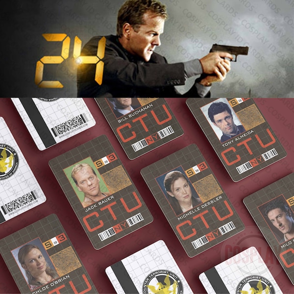 24 TV Show CTU ID Card | Jack Bauer | Kiefer Sutherland | Tony Almeida | Chloe O Brien | Kim Bauer