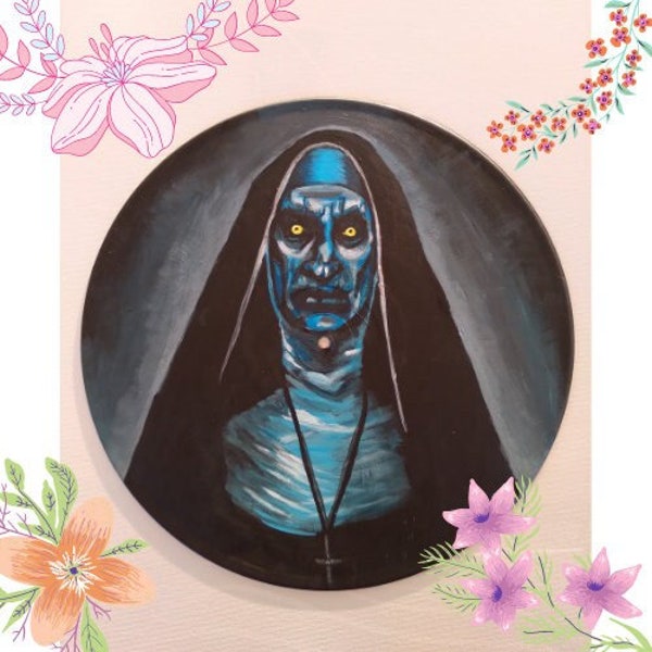 THE NUN- Hand Painted Vinyl Record-Homemade Vintage wall decor