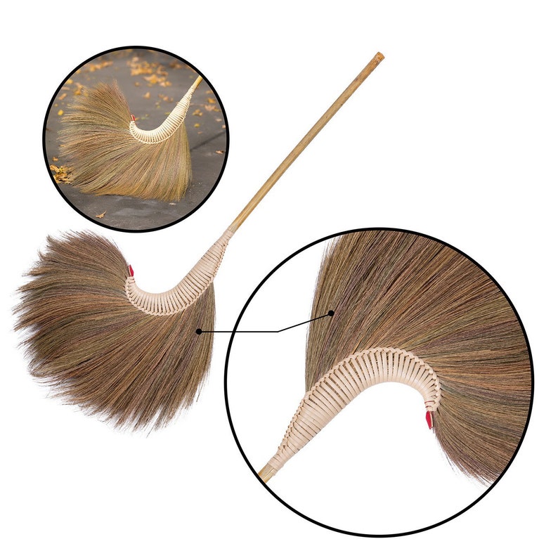 Brooms Flower Soft Grass Broom Witch Broom Bamboo Stick Etsy