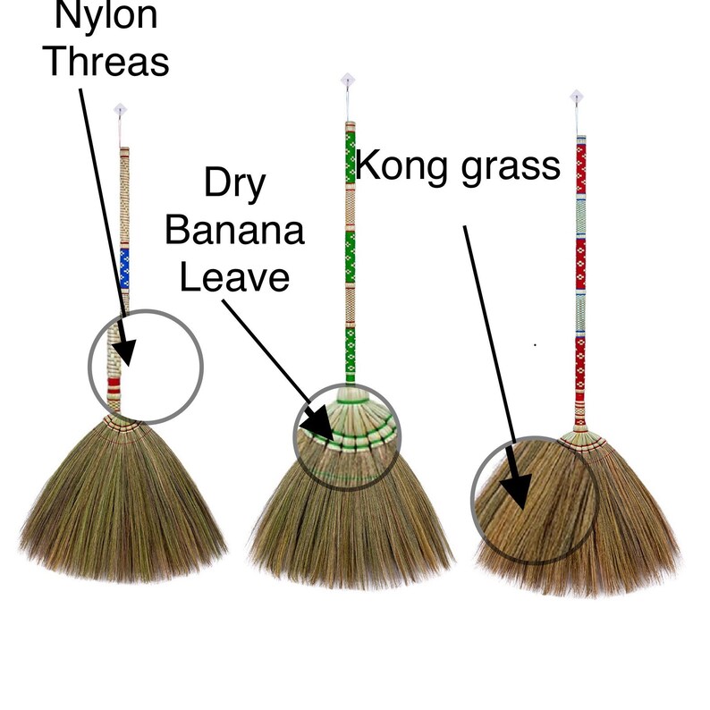 Thai Traditional Grass Broom Witch Broom Handmade Sweeper Etsy