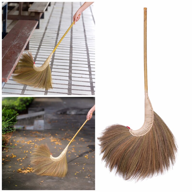 Brooms Flower Soft Grass Broom Witch Broom Bamboo Stick Etsy