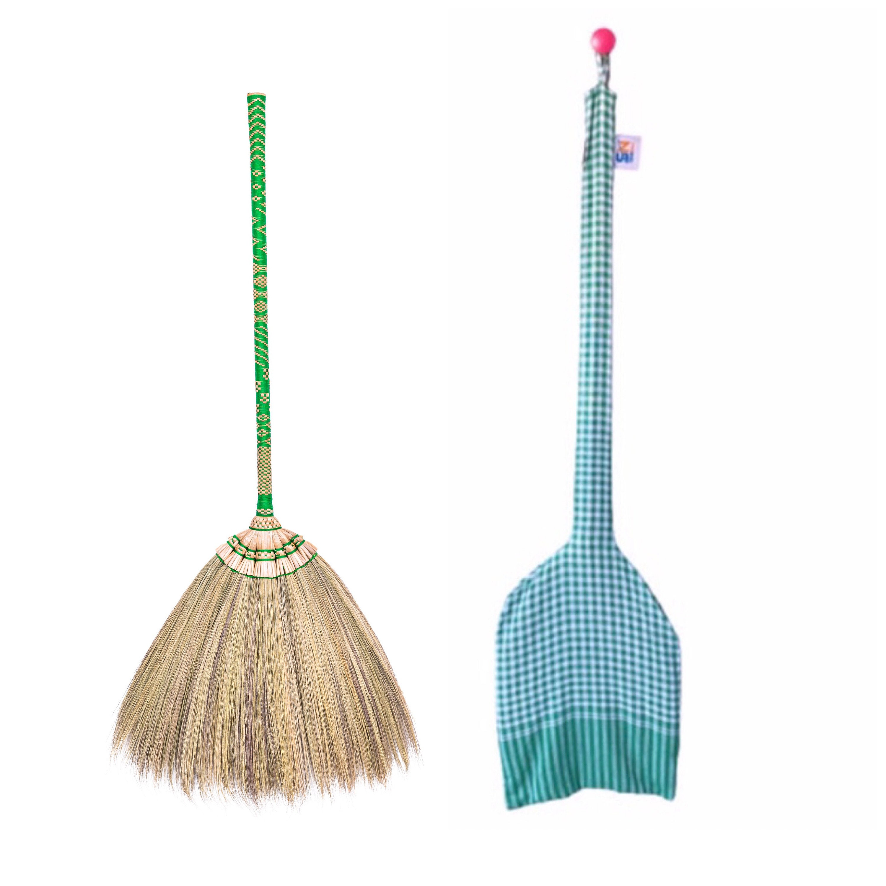 Vietnamese Straw Soft Broom for Cleaning Dustpan Indoor-Outdoor Sofa Car Hood 9.84'' Width 27.55 Length Decoration Items BMart Home Natural Whisk Sweeping Hand Handle Broom 
