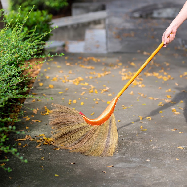 Brooms Flower Soft Grass Broom Witch Broom Bamboo Stick Handle Etsy